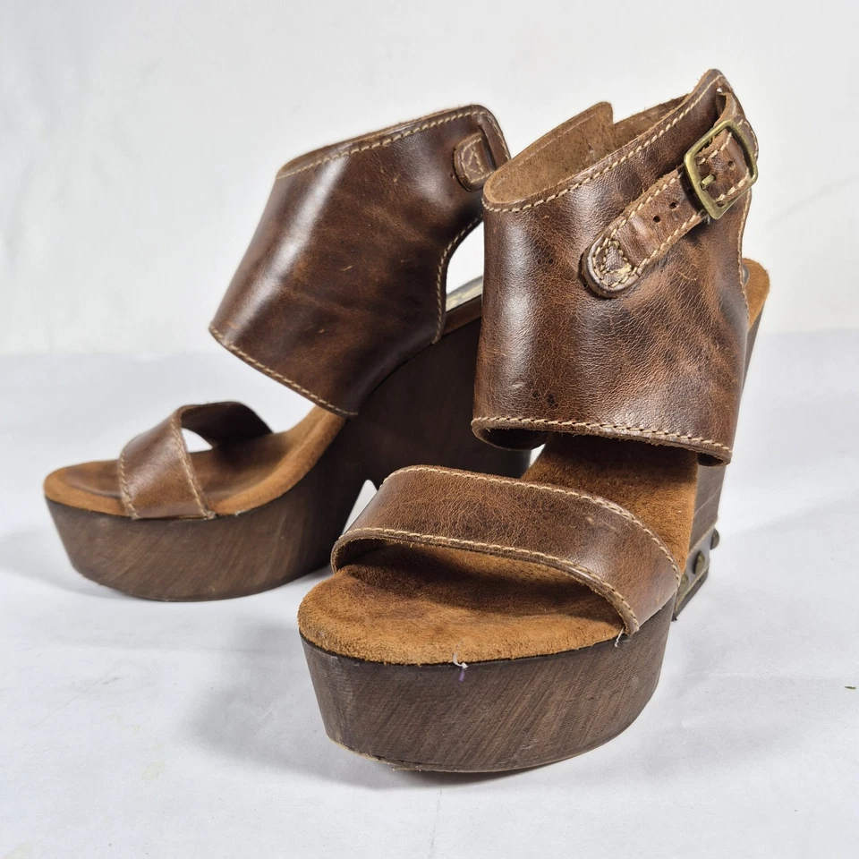 Sandalias Sbicca Colección Vintage Mujer Zapatos Zuecos Tacones Cuero Marrón 7.5 Foto 4 de 4