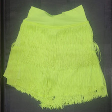 Dance and Sway Women's Milk Silk Fabric Tassel Dance Skirt, YELLOW - Size: Small
