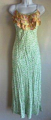 Rixo Target Ruffle Midi Maxi Slip Dress S Resort Party Floral Colorful Print