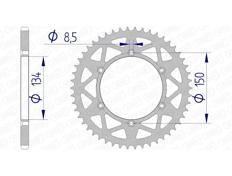Pignon aluminium AFAM 17206520 pas 520 couronne ultra-light enduro