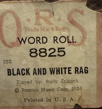 QRS player piano Word Roll 8825 black and white rag