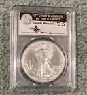 1991 $1 1ozt Silver American Eagle PCGS MS 70, John Mercanti Signature Label
