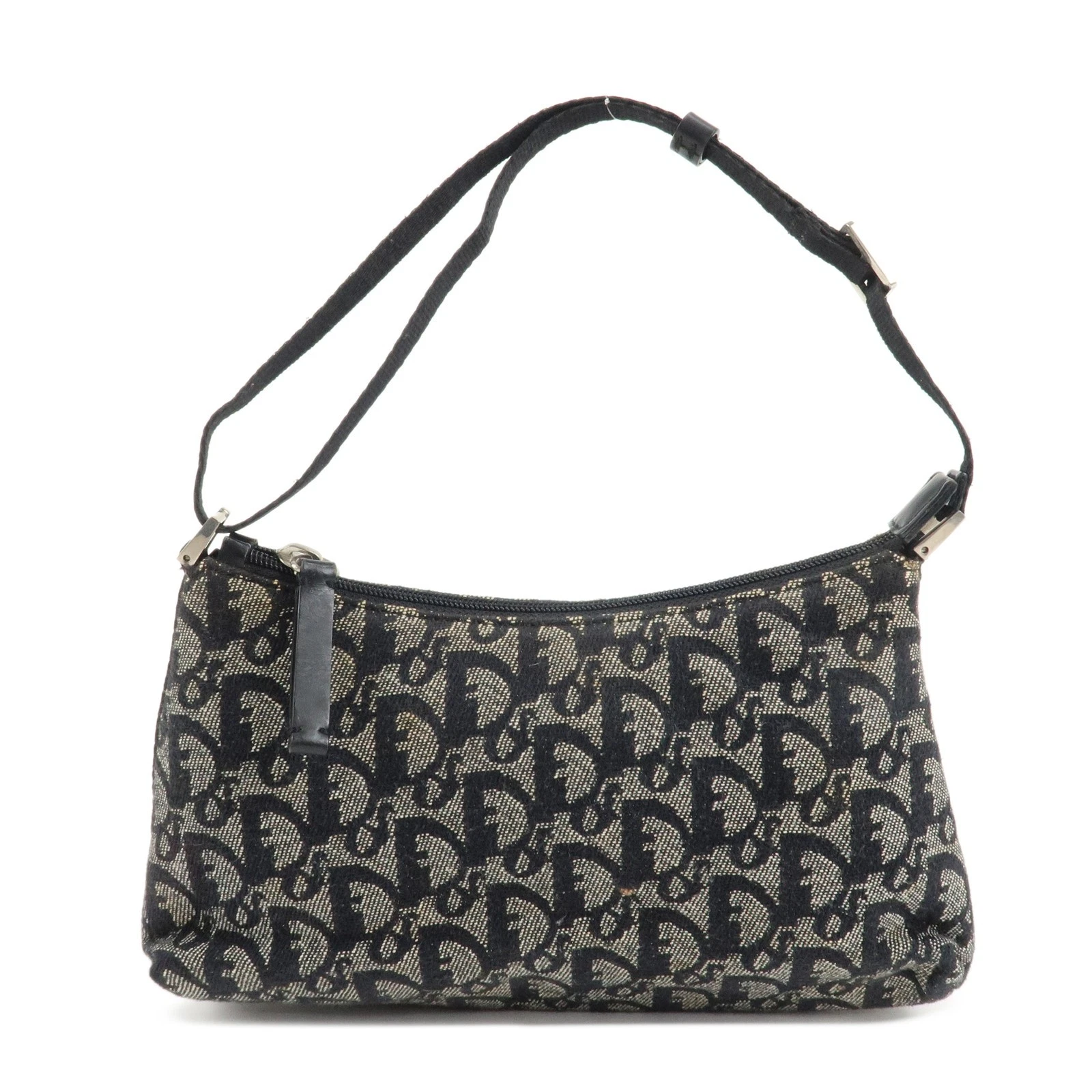 Authentique sac à main bandoulière Christian Dior trotteur toile cuir noir occasion F/S
