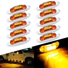 10x Amber 4" Marker Lights 3LED Clearance Side Light Truck Trailer RV Waterproof