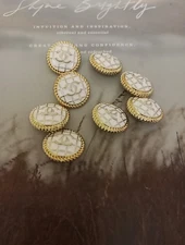 Lot Of 8  20mm Designer Stamped Chanel Button REPLACEMENT Gold Tone 