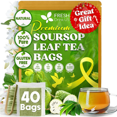 40 Premium Soursop Graviola Leaf Tea Bags, 100% Natural and Pure from Soursop Le