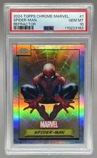 110223183 Spider Man 2024 Topps Chrome Marvel #1 Refractor PSA 10