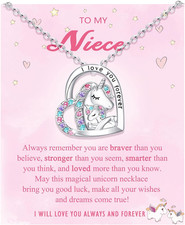 to My Daughter/Granddaughter/Niece Unicorn Necklace, Valentines Birthday Gifts