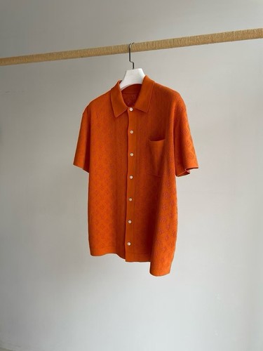 ¡NUEVO SIN ETIQUETAS! AUTÉNTICA Camisa de Algodón Pointelle Monograma LOUIS VUITTON Naranja, Talla S - Imagen 24 de 24