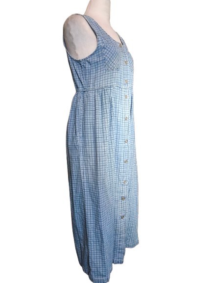 Capacity Petites Chambray Grid Button Front Midi … - image 6