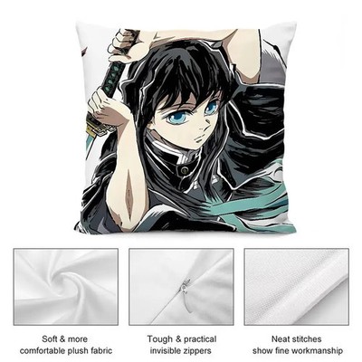 Anime T-Tokito Muichiro Kissenbezug Dekokissen Bezug weich niedlich Polyester