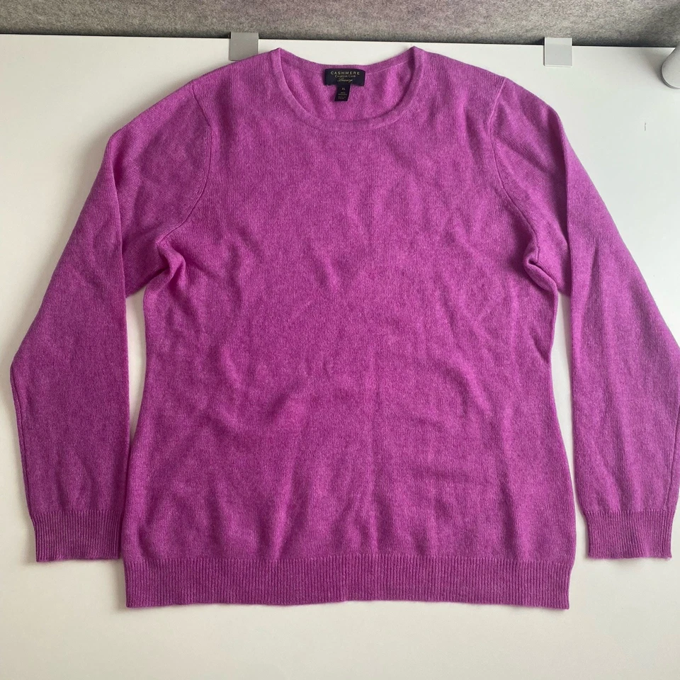 Suéter Charter Club 100 % cachemir para mujer XL púrpura de lujo cuello redondo suave Foto 3 de 4