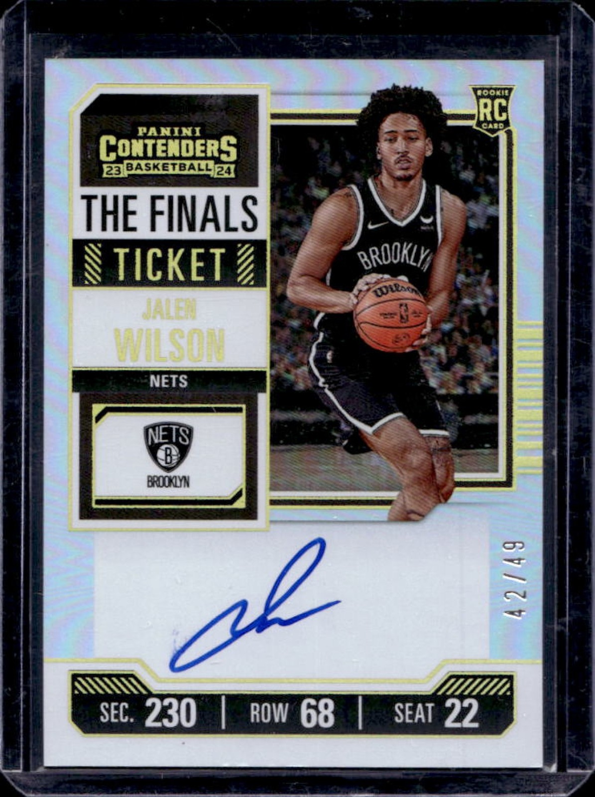 2023-24 Contenders Jalen Wilson RC The Finals Ticket Auto #42/49 Nets