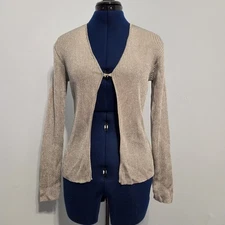 Laundry By Shelli Segal Vintage 90s Metallic Silver Cardigan Size M