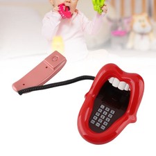 *Red Mouth Telephone Novelty Big Tongue Landline Phone Wired Funny Lip Phone Wit