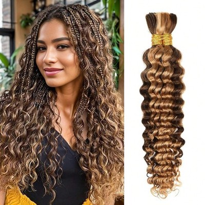 Highlight Ombre Deep Wave Bulk Human Hair Braiding 2 Bundles 110g 24 Inch