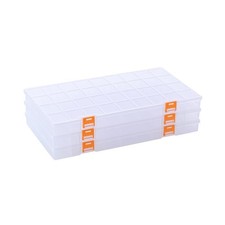 3 Pack 36 Grids Clear Plastic Storage Box with Dividers, Transparent Organize...