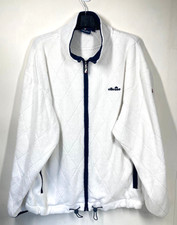 Ellesse Mens White Ventina Fleece Size L Large Zip Closure 2 Zip Pockets