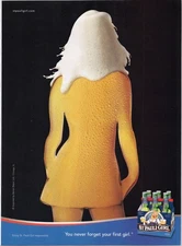 St. Pauli Girl Beer Print Ad Blonde Foam Woman 2000s Original