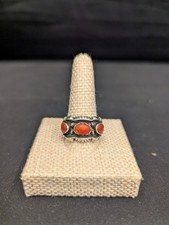 Navajo Red Spiny Oyster Sterling Silver Ring Size 7.5