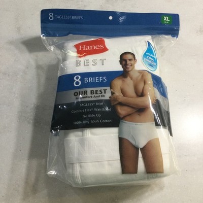 HANES BEST 8 TAGLESS BRIEFS WICKING COOL COMFORT WHITE    X-LARGE (40 -42 )  NIP