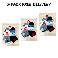 3 6-Pack Reebok Boys White, Gray  Black Ankle Pro-Series Socks Medium 10.5-4