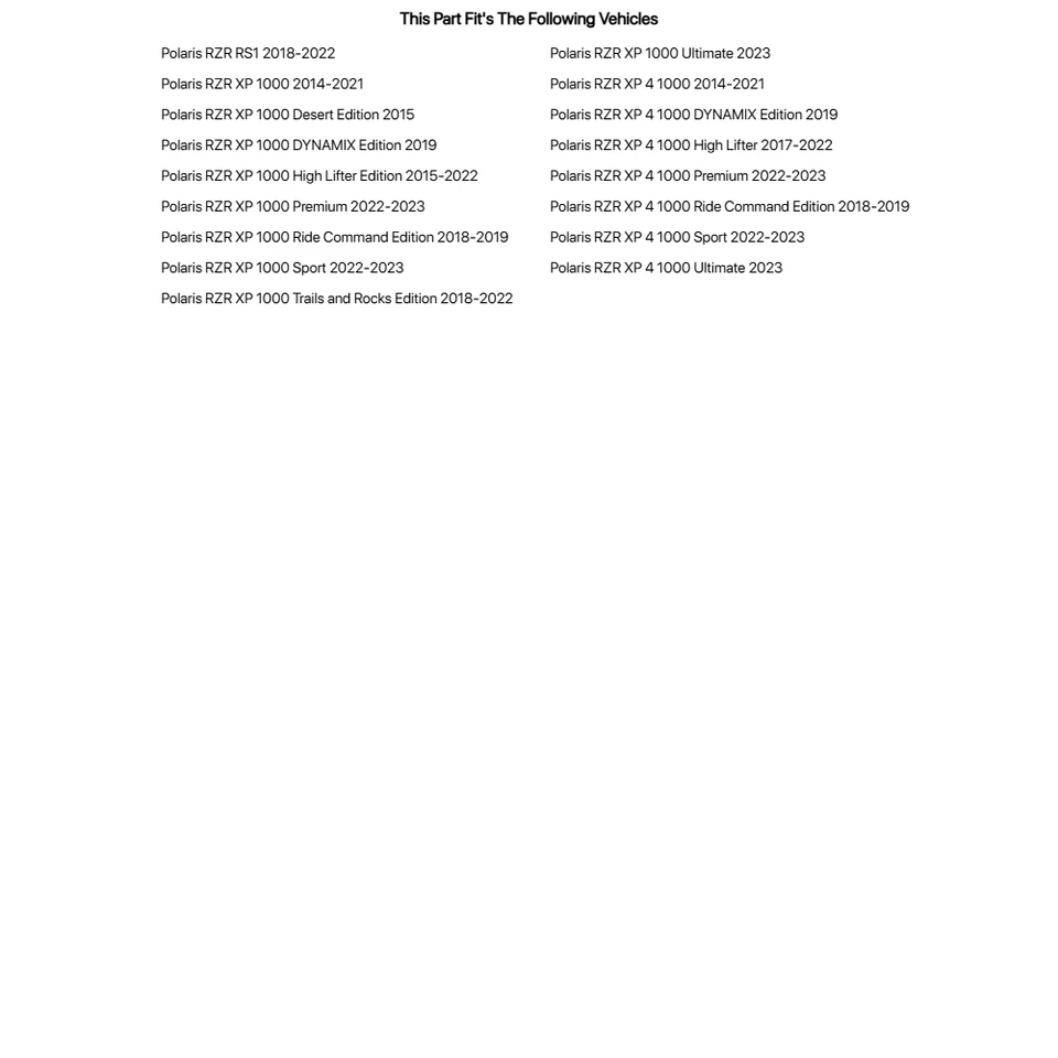 Maier UTV matrículas traseras negras para Polaris RZR XP 1000 2014-2021 Foto 4 de 4
