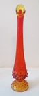 VTG FENTON ORANGE AMBERINA ART GLASS SWUNG VASE 11" HOBNAIL ab