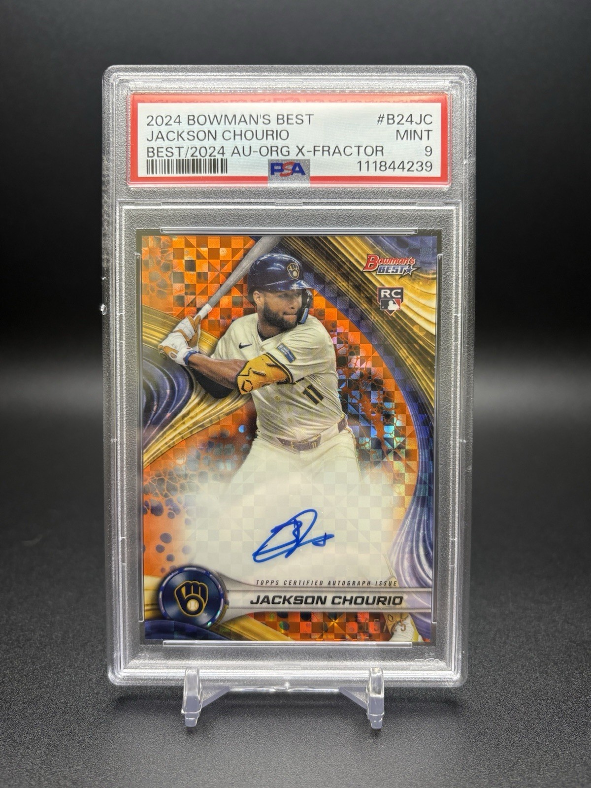 2024 Bowman’s Best - Jackson Chourio (RC) #B24-JC Orange X-Fractor Auto PSA 9
