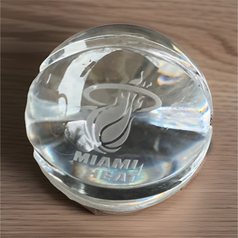 Milano Glass Miami Heat NBA Clear Paperweight Basketball Souvenir