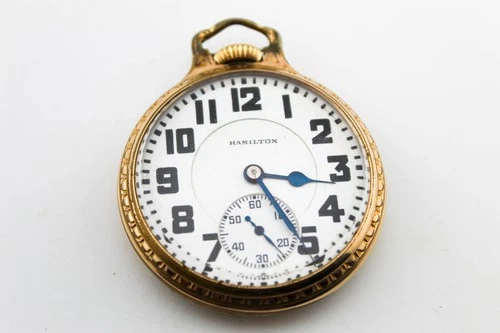 ANTIQUE HAMILTON 10KT GOLD FILLED POCKET WATCH 21 JEWELS working