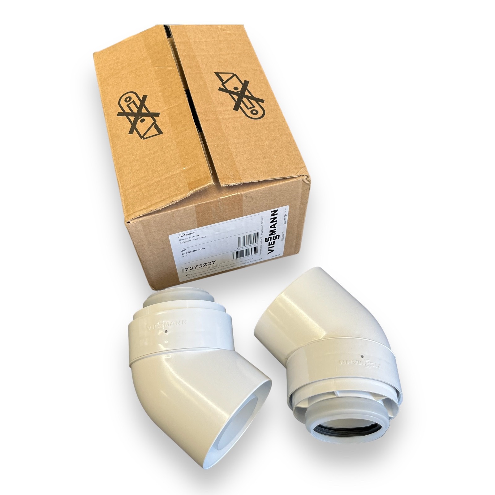 Genuine VIESSMANN FLUE ELBOW 60/100MM 45° 2 PACK 7373227