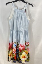 Vince Camuto NWT Women's Blue Stripe Floral Border Print Sundress Size 6
