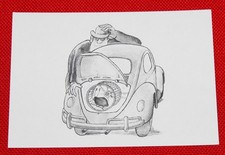 VW Beetle joke postcard Ovali pretzel oval split beetle postcard Karmann Ghia 2