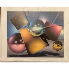 SIGNED Randy Dunham Abstract Surrealism Print Original 13"H x 16"H