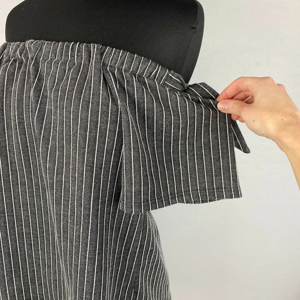 Blusa soprano para mujer M a rayas fuera del hombro manga corta detalles de corbata OT Foto 3 de 4