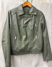 Ruth Langsford Green Faux-leather Jacket Uk 16 Eu 44 Mock-croc Print Biker