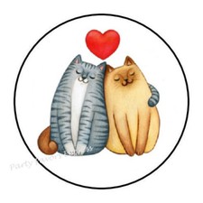 HUGGING CATS ENVELOPE SEALS LABELS STICKERS PARTY FAVORS