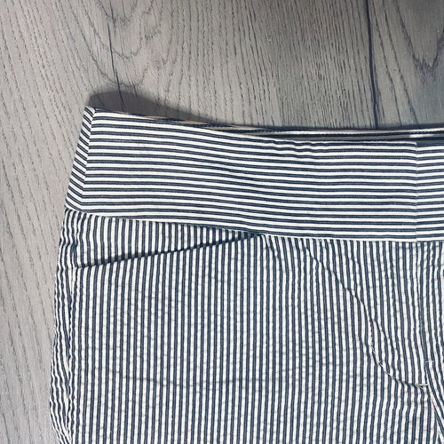 Loft Cropped Seersucker Pants Size 00 Crop Pockets Striped Cotton Zip - Picture 4 of 12