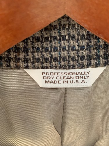 Geoffrey Beene Sport Coat Ventless 3 Button Blue Brown Cream Gray Plaid USA 42 R - Picture 8 of 11