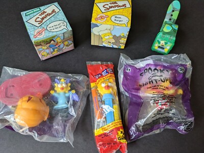Lot of 6 The Simpsons Burger King Action Sets Watches 2002 Halloween Toys Pez