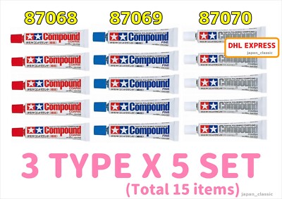 TAMIYA POLISHING COMPOUND SET FIN FINISH COARSE 87068 87069 87070 3 TYPE X 5 SET