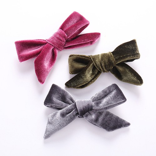 Kids Girls Velvet Bows Hair Clip Clamp Barrettes Bowknot Hairpin Metal Hairgr L - Picture 8 of 31