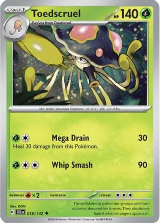 Pokemon Toedscruel - 018/142 - Uncommon NM-Mint Stellar Crown