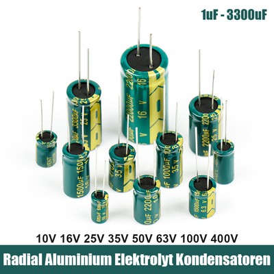 10V-400V High Frequency Radial Electrolytic Capacitor with Low ESR 1uF-3300uF