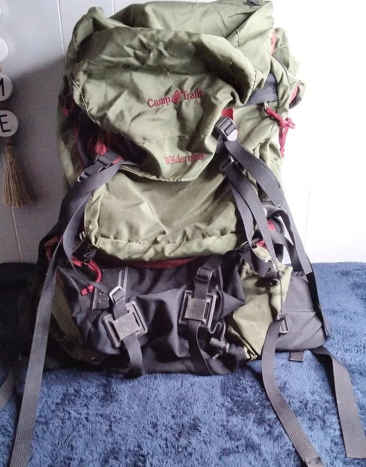 Mochila vintage Camp Trails Wilderness acolchada marco de aluminio varios bolsillos campamento Foto 2 de 4