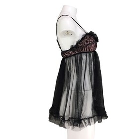 Victoria's Secret Nightie Sexy Little Things Babydoll Sheer Black Pink Y2K S