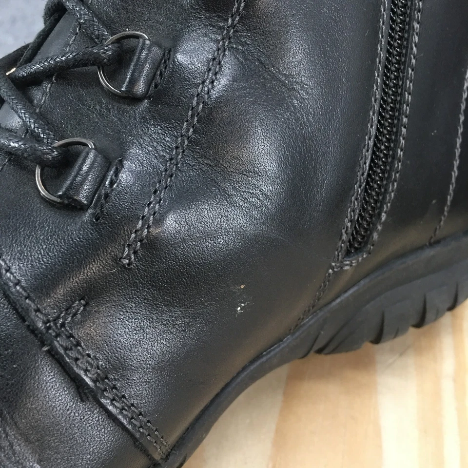 Botas Propet para mujer 7H Delaney botín con cordones al tobillo WFV002L negras de cuero planas Foto 4 de 4