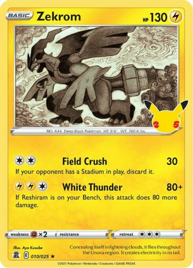 1x Zekrom - 010/025 - Holo Rare - Celebrations - Near Mint