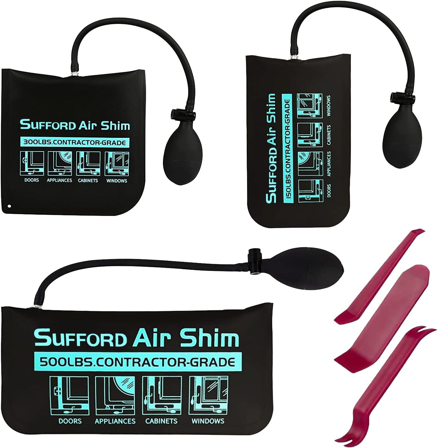 Air Wedge Bag Pump Kit Inflatable Leveling Tool For Window Door Alignment 300LB